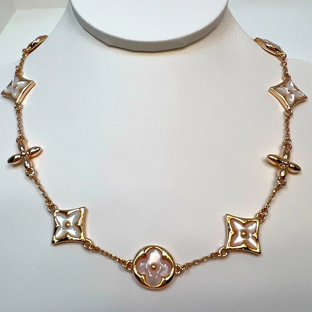 NMP6 High-end Genuine 3D NUDE Mother of Pearl 18K Rose Gold Pl CHOKER-Necklace - Picture 1 of 7